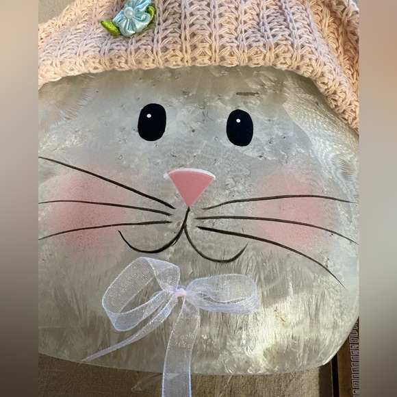 Easter rabbit bunny lighted decoration, frosted glass, Stony Creek, NWT - Picture 7 of 14